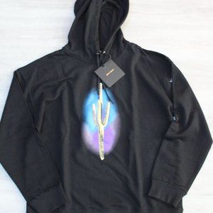 Black Hoodie With Cactus Printed